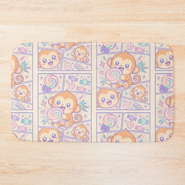 Item preview, Kawaii Baby Monkey Eating Rainbow Lollipop Pop Panels designed and sold by Gift Phrase Studio.
