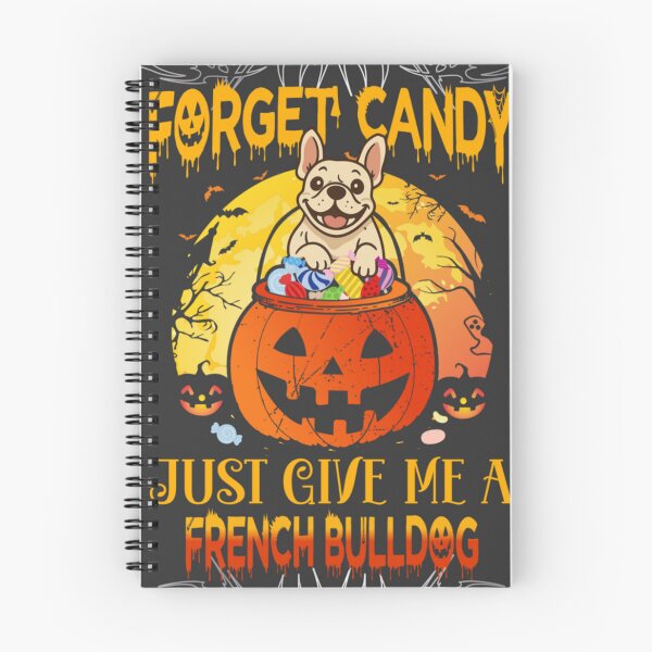 Item preview, Cartoon drawing of a French bulldog in a pumpkin basket for Halloween designed and sold by VibranPalette.