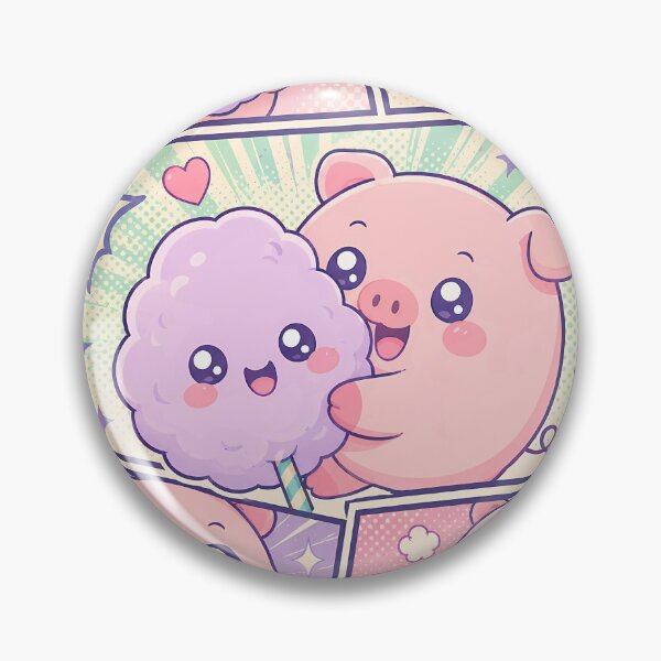 Item preview, Kawaii Pig Eating Cotton Candy Pop Panels designed and sold by Gift Phrase Studio.