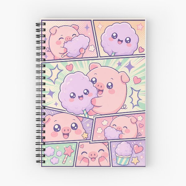 Item preview, Kawaii Pig Eating Cotton Candy Pop Panels designed and sold by Gift Phrase Studio.