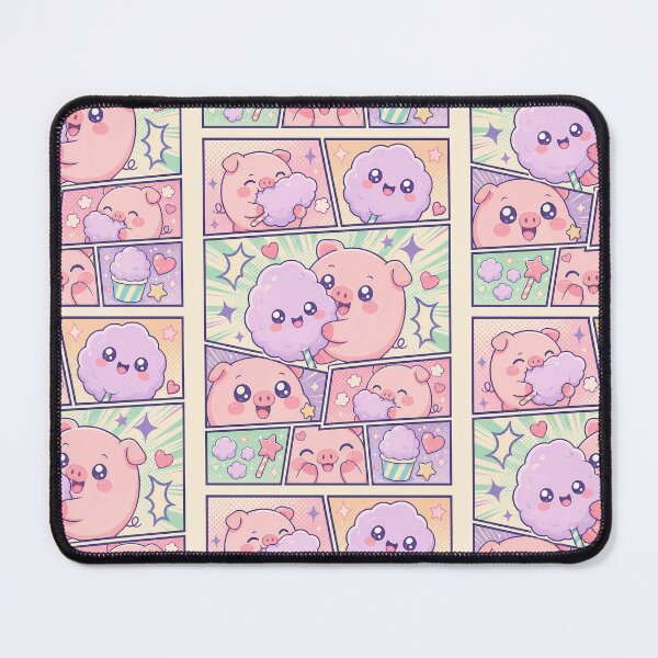 Item preview, Kawaii Pig Eating Cotton Candy Pop Panels designed and sold by Magmashup.