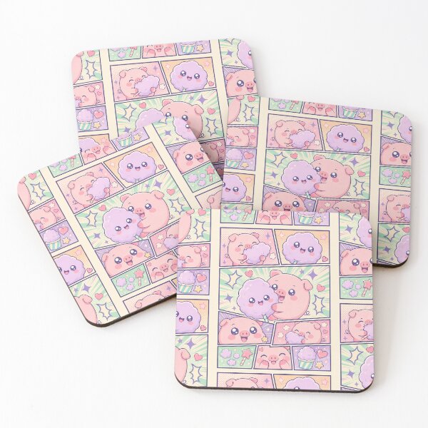Item preview, Kawaii Pig Eating Cotton Candy Pop Panels designed and sold by Magmashup.