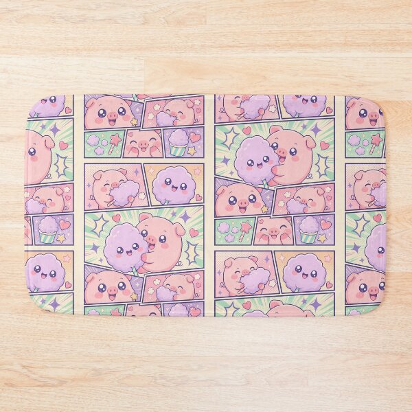 Item preview, Kawaii Pig Eating Cotton Candy Pop Panels designed and sold by Gift Phrase Studio.