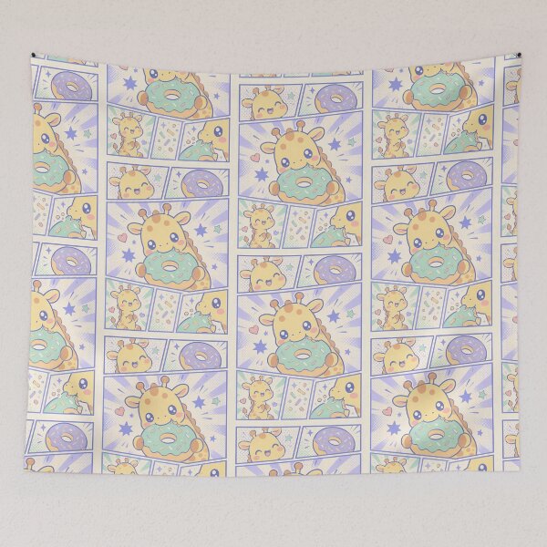 Item preview, Kawaii Giraffe Eating Donuts Pop Panels designed and sold by Gift Phrase Studio.