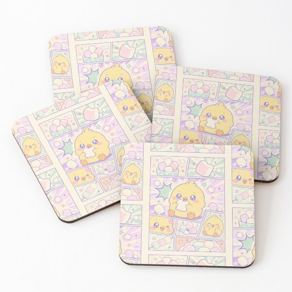 Item preview, Kawaii Chick Eating Marshmallows Pop Panels designed and sold by Magmashup.