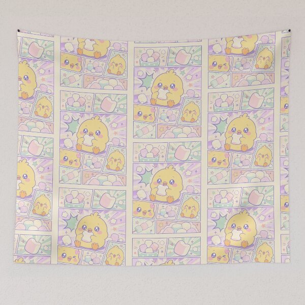 Item preview, Kawaii Chick Eating Marshmallows Pop Panels designed and sold by Gift Phrase Studio.