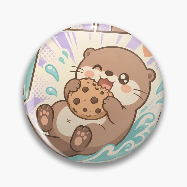 Item preview, Kawaii Otter Eating Chocolate Chip Cookie Pop Panels designed and sold by Gift Phrase Studio.