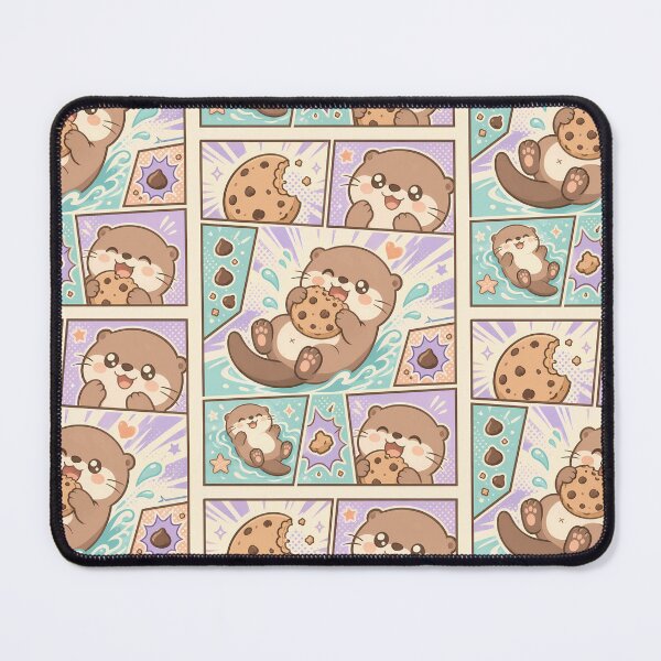 Item preview, Kawaii Otter Eating Chocolate Chip Cookie Pop Panels designed and sold by Gift Phrase Studio.
