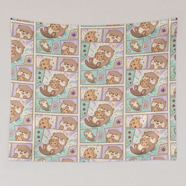 Item preview, Kawaii Otter Eating Chocolate Chip Cookie Pop Panels designed and sold by Gift Phrase Studio.