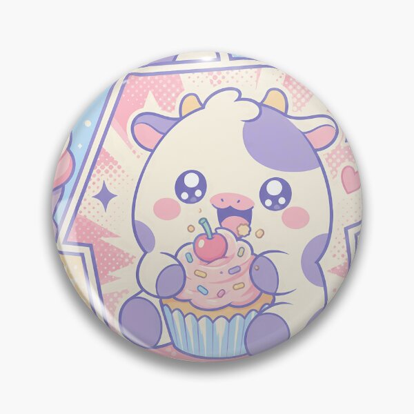 Item preview, Kawaii Cow Eating Cherry Cupcake Pop Panels designed and sold by Gift Phrase Studio.