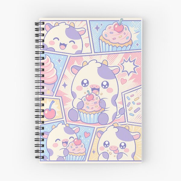Item preview, Kawaii Cow Eating Cherry Cupcake Pop Panels designed and sold by Gift Phrase Studio.