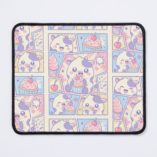Item preview, Kawaii Cow Eating Cherry Cupcake Pop Panels designed and sold by Gift Phrase Studio.