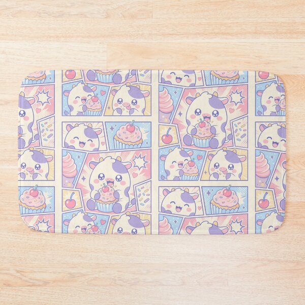 Item preview, Kawaii Cow Eating Cherry Cupcake Pop Panels designed and sold by Magmashup.
