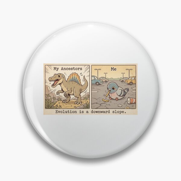 Item preview, Evolution is a Downward Slope Dinosaur Art: Funny Pigeon Meme Postcard designed and sold by Ink & Void Co..