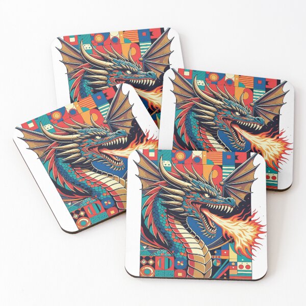 Item preview, Abstract geometric fire dragon, pop art illustration designed and sold by JonelleTshirts.