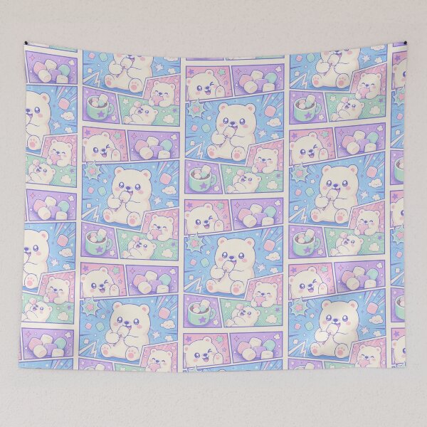 Item preview, Kawaii Polar Bear Eating Marshmallows Pop Panels designed and sold by Gift Phrase Studio.