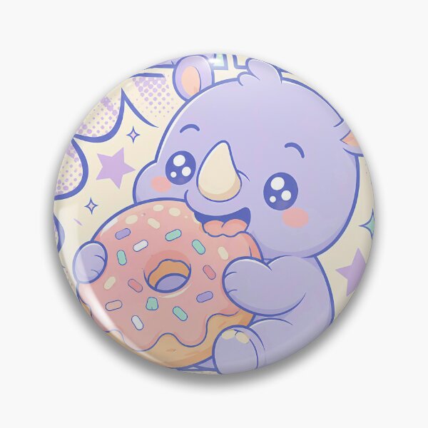 Item preview, Kawaii Rhino Eating Donuts Pop Panels designed and sold by Gift Phrase Studio.