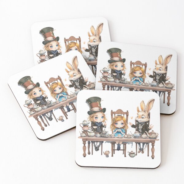 Item preview, Cute Chibi Mad Hatter Tea Party Watercolor Scene designed and sold by ArtisticDesignsbyLinda.