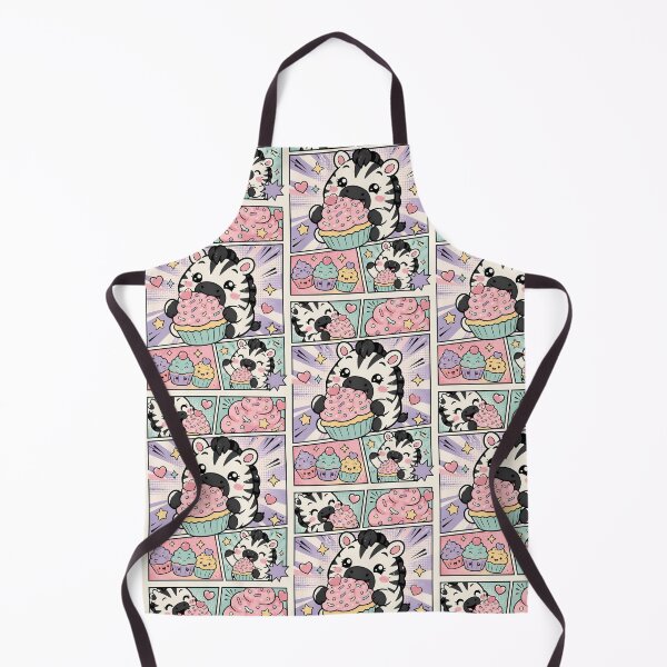 Item preview, Kawaii Zebra Eating Cupcake Pop Panels designed and sold by Gift Phrase Studio.