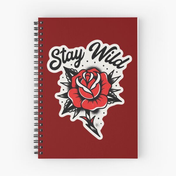 Item preview, Stay Wild Rose Sticker – Bold Red Floral Typography Tattoo Style Aesthetic Decal designed and sold by GeekStickerLab.