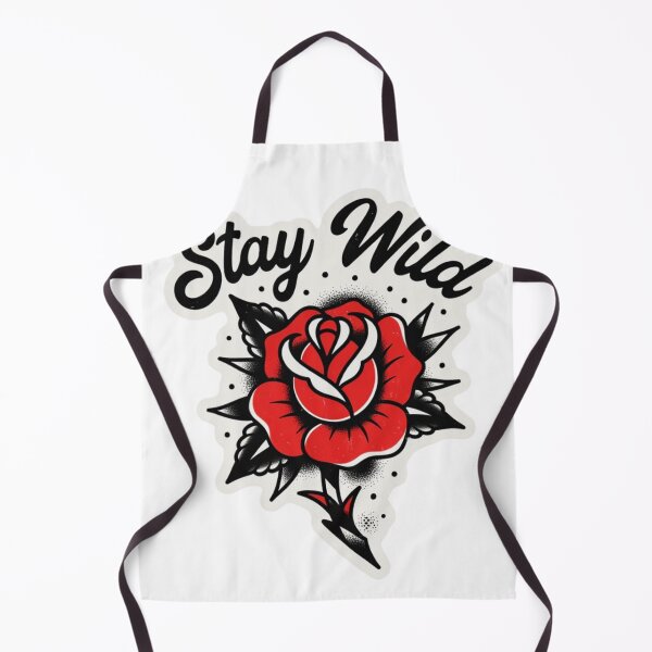 Item preview, Stay Wild Rose Sticker – Bold Red Floral Typography Tattoo Style Aesthetic Decal designed and sold by GeekStickerLab.