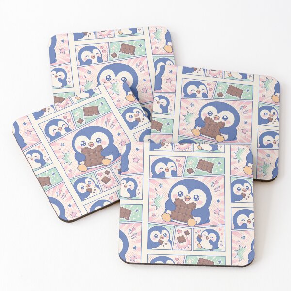 Item preview, Kawaii Penguin Eating Chocolate Bar Pop Panels designed and sold by Gift Phrase Studio.