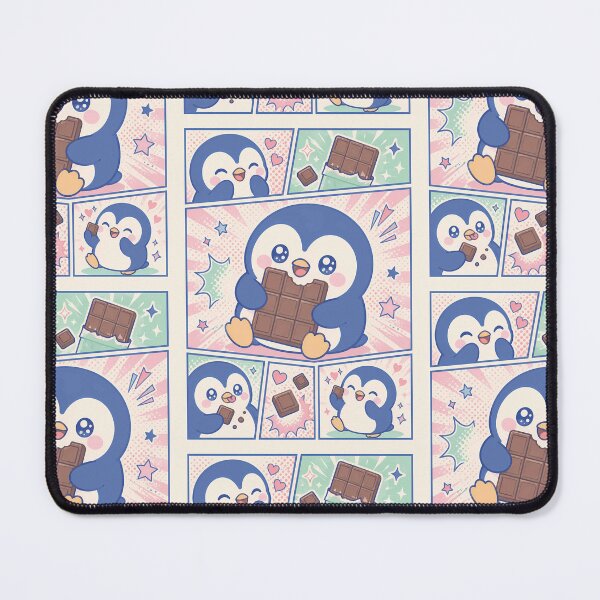 Item preview, Kawaii Penguin Eating Chocolate Bar Pop Panels designed and sold by Gift Phrase Studio.