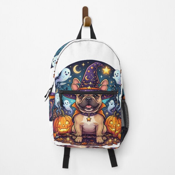 Item preview, Halloween French Bulldog Wizard with Cute Ghosts and Pumpkins Clipart designed and sold by VibranPalette.