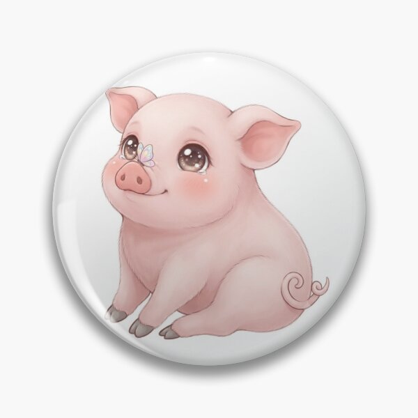 Item preview, Adorable Sitting Baby Piggy - Cute Kawaii Style  designed and sold by Stickivo.
