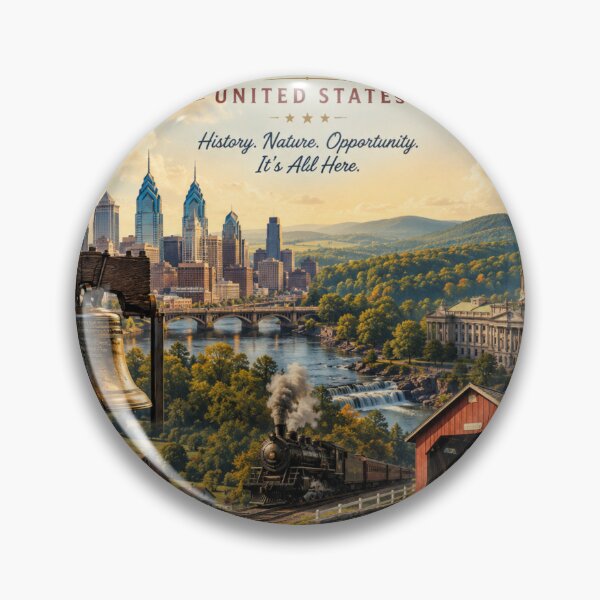 Item preview, Pennsylvania USA Vintage Travel Poster | Keystone State Wall Art designed and sold by ElartedeNoel.
