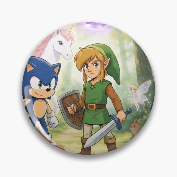 Item preview, Sonic and Link in the forest designed and sold by LeagueHeavenGG.