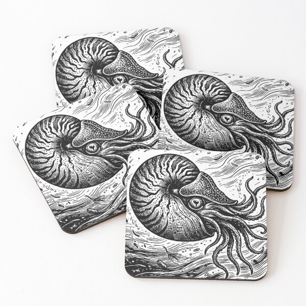 Item preview, Vintage Woodcut Nautilus Illustration designed and sold by DuckOddity.