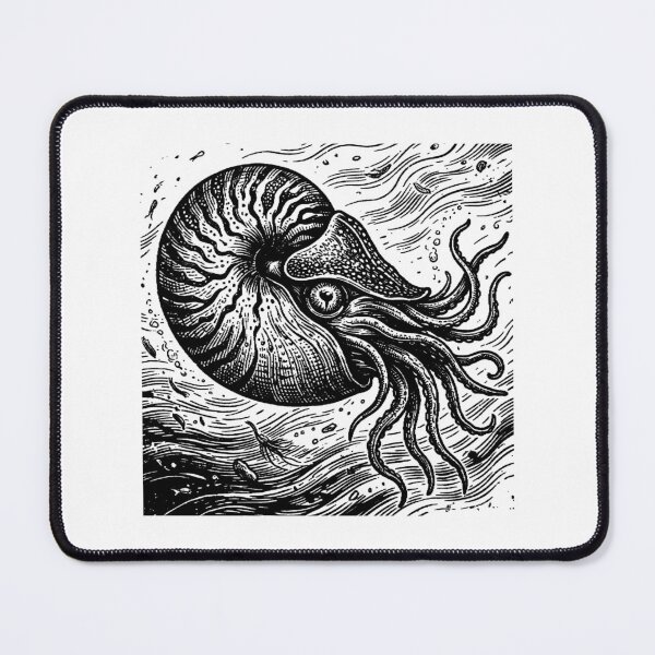 Item preview, Vintage Woodcut Nautilus Illustration designed and sold by DuckOddity.