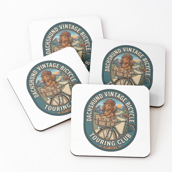 Item preview, Dachshund Vintage Bicycle Touring Club Canvas Basket designed and sold by PictoVibe.