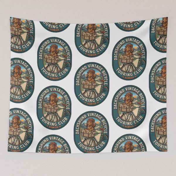 Item preview, Dachshund Vintage Bicycle Touring Club Canvas Basket designed and sold by PictoVibe.