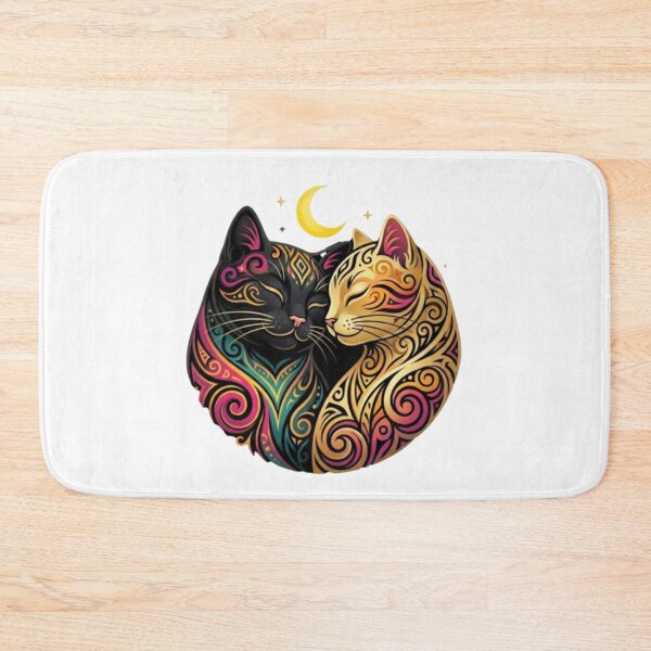 Item preview, Mysterious Yin Yang Cat in Gold Openwork Artwork designed and sold by P jo.