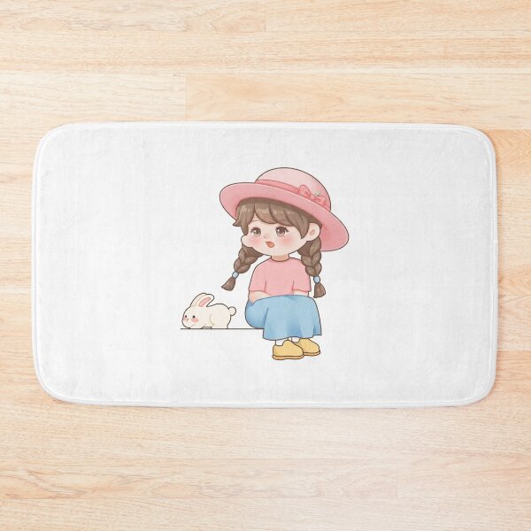 Item preview, Adorable Girl with Braids and Her Bunny Friend - Kawaii Chibi Art designed and sold by Stickivo.