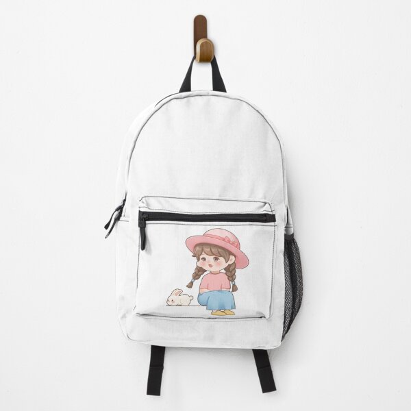 Item preview, Adorable Girl with Braids and Her Bunny Friend - Kawaii Chibi Art designed and sold by Stickivo.