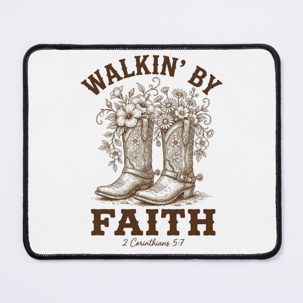Item preview, Walkin’ by Faith – 2 Corinthians 5:7 Western Christian Cowgirl designed and sold by SweetTeezPrints.