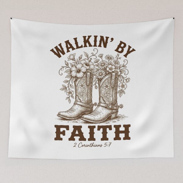 Item preview, Walkin’ by Faith – 2 Corinthians 5:7 Western Christian Cowgirl designed and sold by SweetTeezPrints.