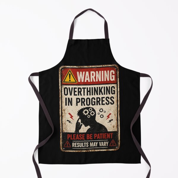 Item preview, Overthinking In Progress | Funny Warning Sign | Vintage Anxiety Humor Design designed and sold by piketo.