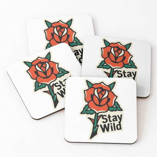 Item preview, Stay Wild Vintage Rose Sticker – Retro Floral Typography Nature Inspired Decal designed and sold by GeekStickerLab.