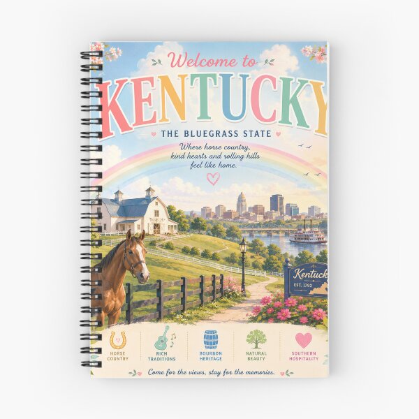 Item preview, Kentucky USA Rainbow Travel Poster | Bluegrass State Vintage Wall Art designed and sold by ElartedeNoel.