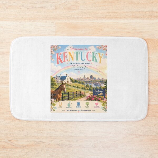Item preview, Kentucky USA Rainbow Travel Poster | Bluegrass State Vintage Wall Art designed and sold by ElartedeNoel.