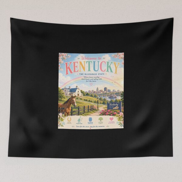 Item preview, Kentucky USA Rainbow Travel Poster | Bluegrass State Vintage Wall Art designed and sold by ElartedeNoel.