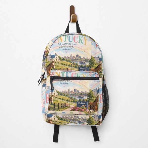 Item preview, Kentucky USA Rainbow Travel Poster | Bluegrass State Vintage Wall Art designed and sold by ElartedeNoel.
