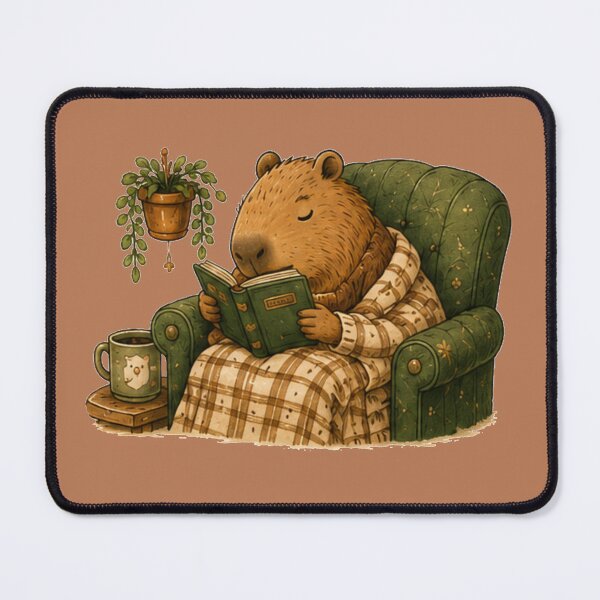 Item preview, Cozy Capybara Sticker – Reading Time | Cottagecore Animal Illustration designed and sold by TheCozyBurrow.