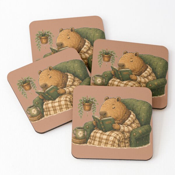 Item preview, Cozy Capybara Sticker – Reading Time | Cottagecore Animal Illustration designed and sold by TheCozyBurrow.