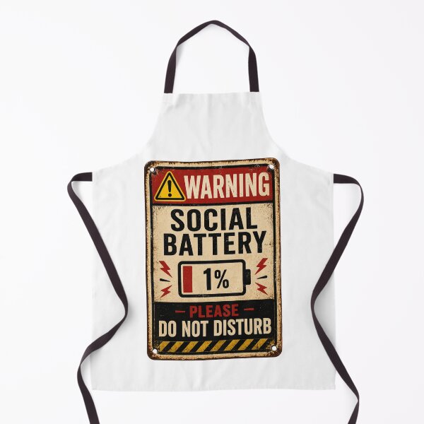 Item preview, Social Battery 1% | Funny Warning Sign | Introvert Vintage Humor Design designed and sold by piketo.