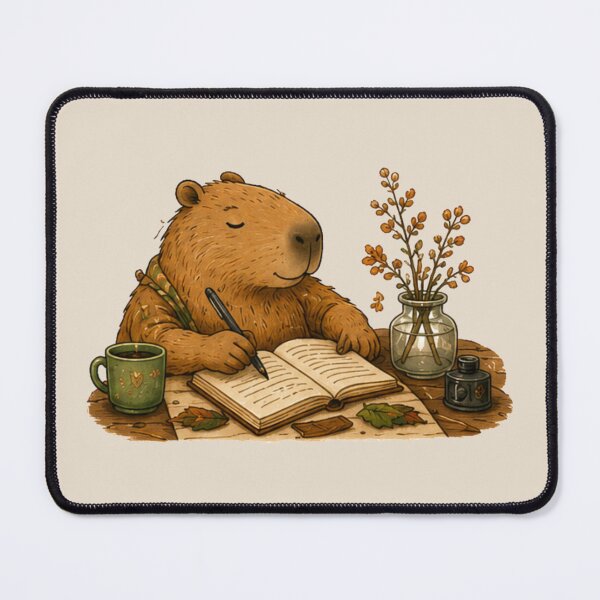 Item preview, Cozy Capybara Sticker – Morning Journal | Cottagecore Animal Illustration designed and sold by TheCozyBurrow.